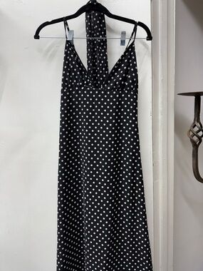 Black Polka Dot Halter Maxi Dress